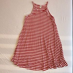 Red and white striped dress